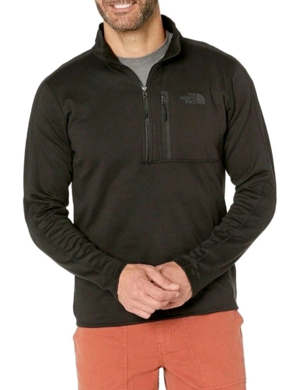 North Face Stretch Canyonlands 1/2 Zip Pullover Fleece Hiking Black Mens Size L